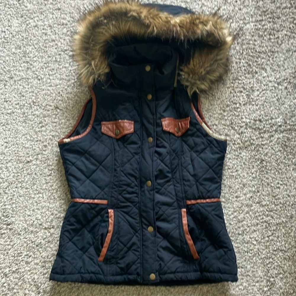 My Michelle Black and Brown Quilted Vest